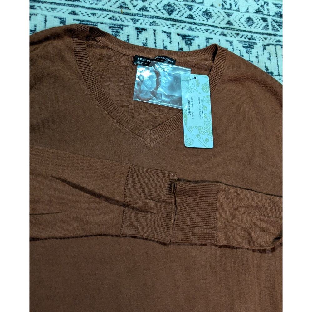 Peruvian Connection Wembley V-Neck Cotton Pullover Sweater - Picture 9 of 10